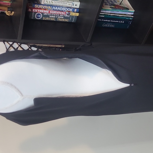 Vtg 80s ANN TAYLOR Black Square Neckine Lace-Up Back 20" Slit Long Maxi Gown - Picture 5 of 14